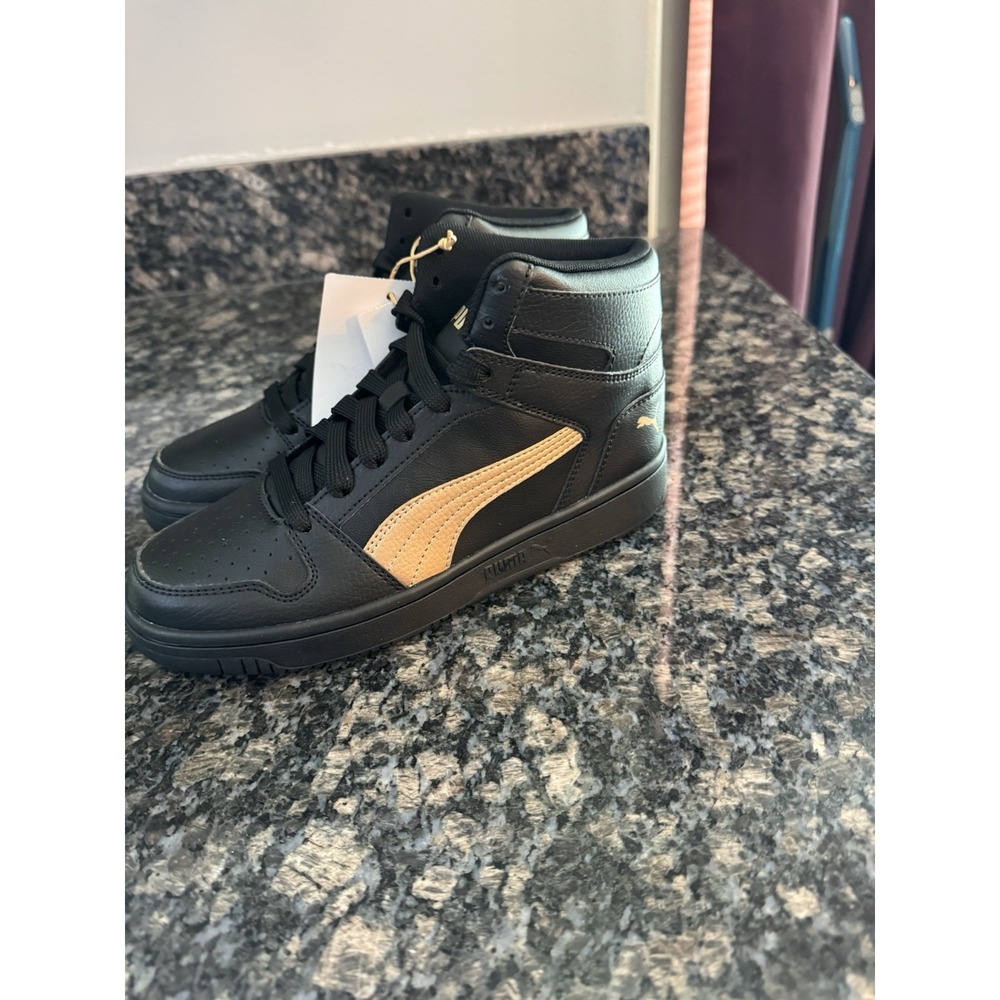 Puma Rebound LayUp SL Mens Black Gold High Top Sneakers 370494-27 US 7